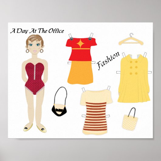 Niedlich Paper Doll Fashion Art Print Poster (Vorne)