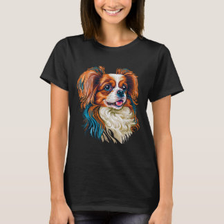 Niedlich Papillon Dog auf Continental Toy Spaniel T-Shirt