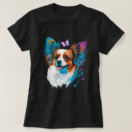 Niedlich Papillon Dog auf Continental Toy Spaniel T-Shirt (Design vorne)