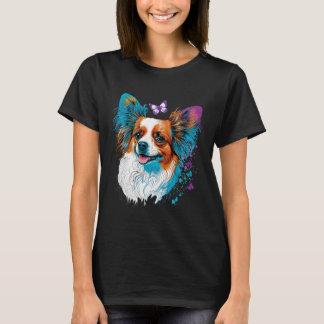 Niedlich Papillon Dog auf Continental Toy Spaniel T-Shirt