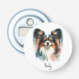 Niedlich Papillon Dog Wasserfarben Art Flaschenöffner