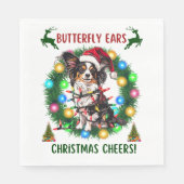 Niedlich Papillon Dog Weihnachtshütte Xmas Serviette (Vorderseite)
