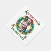 Niedlich Papillon Dog Weihnachtshütte Xmas Serviette (Ecke)