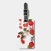 Niedlich Papillon Dog Weihnachtsmannmütze Gepäckanhänger (Vorderseite vertikal)