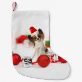 Niedlich Papillon Dog Weihnachtsmannmütze Kleiner Weihnachtsstrumpf (Vorderseite)