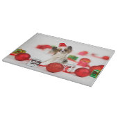 Niedlich Papillon Dog Weihnachtsmannmütze Schneidebrett (Ecke)