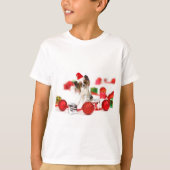 Niedlich Papillon Dog Weihnachtsmannmütze T-Shirt (Vorderseite)