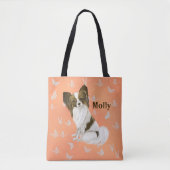 Niedlich Papillon Dog Weiße Schmetterlinge Persona Tasche (Vorderseite)