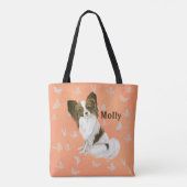 Niedlich Papillon Dog Weiße Schmetterlinge Persona Tasche (Rückseite)