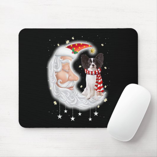Niedlich Papillon mit Weihnachtsmannmütze Weihnach Mousepad (Mit Mouse)