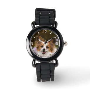 Niedlich Papillon Spanisch Foto Dog Liebhaber Wähl Armbanduhr