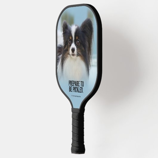 Niedlich Papillon Toy Spaniel Dog am Dock Pickleball Schläger (Links)
