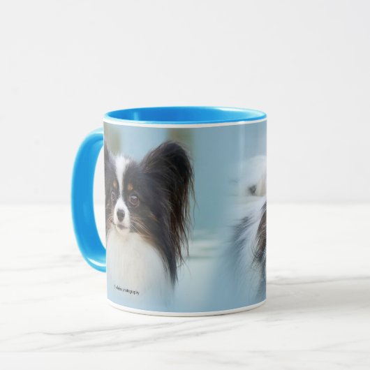 Niedlich Papillon Toy Spaniel Dog am Dock Tasse (Vorderseite Links)