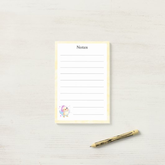 Niedlich Pastel Baby Bird Notepad Post-it Klebezettel (Auf Schreibtisch)
