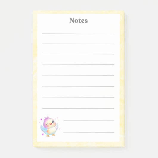 Niedlich Pastel Baby Bird Notepad Post-it Klebezettel (Vorderseite)