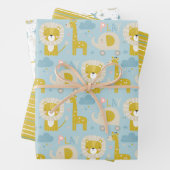 Niedlich Pastel Baby Boy Blue Elephant Stork Giraf Geschenkpapier Set (Beispiel)