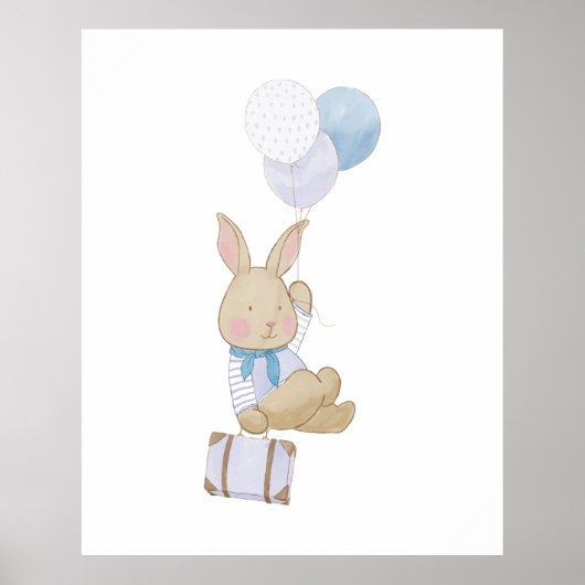 Niedlich Pastel Blue Ballons Helles Kinderzimmer D Poster (Vorne)