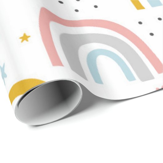Niedlich Pastel Blue Blush Aquamarin Boho Rainbow Geschenkpapier (Rolleneckpunkt)