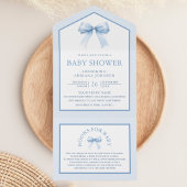 Niedlich Pastel Blue Coquette Bow Baby Dusche All In One Einladung