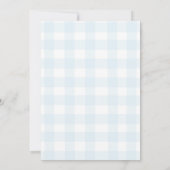 Niedlich Pastel Blue Gingham Baby Dusche Dankeskarte (Rückseite)