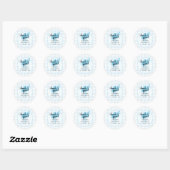 Niedlich Pastel Blue Gingham Baby Dusche Runder Aufkleber (Blatt)