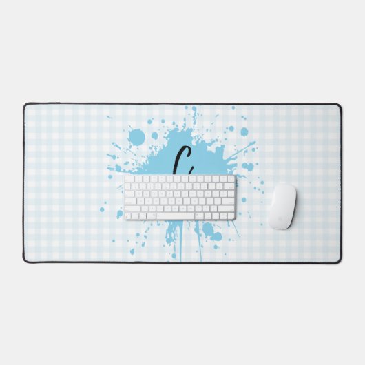 Niedlich Pastel Blue Gingham Pattern Desk Mat Schreibtischunterlage (Tastatur & Maus)
