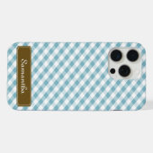 Niedlich Pastel Blue Gingham Pattern iPhone Hülle (Rückseite (Horizontal))
