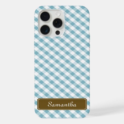 Niedlich Pastel Blue Gingham Pattern iPhone Hülle (Rückseite)