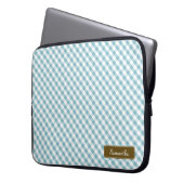 Niedlich Pastel Blue Gingham Pattern Laptopschutzhülle (Vorderseite Links)
