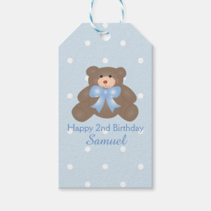 Niedlich Pastel Blue Ribbon Teddy Bären Boy Geburt Geschenkanhänger