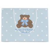 Niedlich Pastel Blue Ribbon Teddy Bären Boy Geburt Große Geschenktüte (Vorderseite)