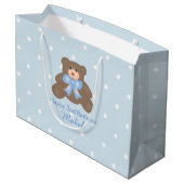 Niedlich Pastel Blue Ribbon Teddy Bären Boy Geburt Große Geschenktüte (Rückseite Schrägansicht)