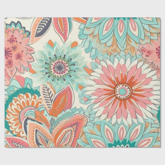 Niedlich Pastel Boho Chic Geschenkpapier (Flach)