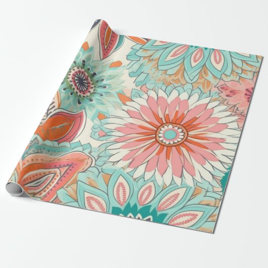 Niedlich Pastel Boho Chic Geschenkpapier (Ungerollt)