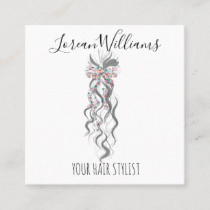 Niedlich Pastel Bride Wavy Friseur Friseur Salon B Quadratische Visitenkarte