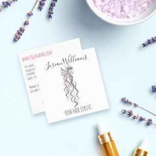 Niedlich Pastel Bride Wavy Friseur Friseur Salon B Quadratische Visitenkarte