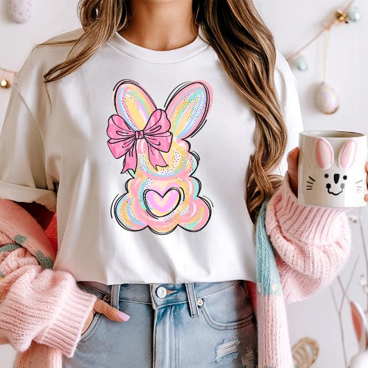 Niedlich Pastel Bunny Bow T-Shirt