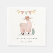 Niedlich Pastel Cactus Boho Llama Baby Shower Serviette (Vorderseite)
