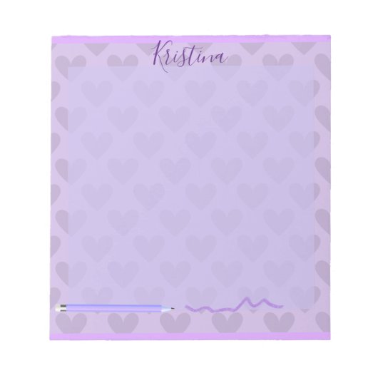 Niedlich Pastel Chic Lavender Personalisiert Notizblock (Vorderseite)