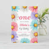 Niedlich Pastel Daisy Girl Geburtstag Einladung (Stehend Vorderseite)