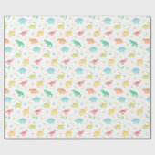 Niedlich Pastel Dino Geburtstag Geschenkpapier (Flach)
