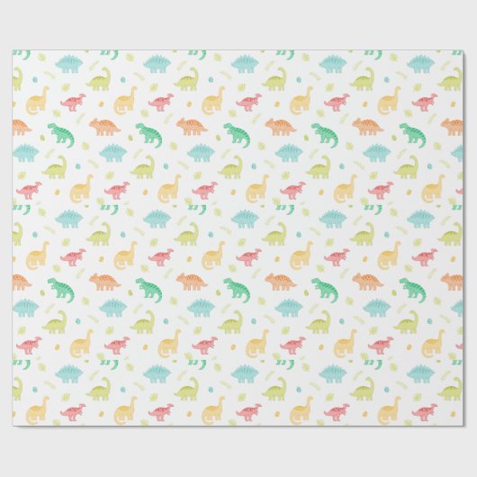 Niedlich Pastel Dino Geburtstag Geschenkpapier (Flach)