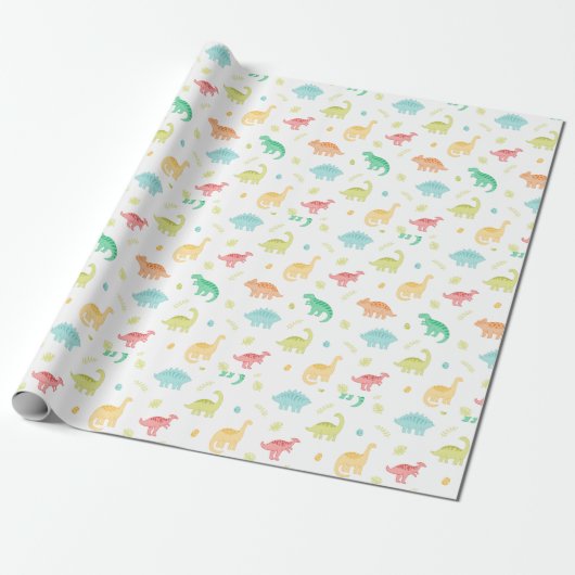Niedlich Pastel Dino Geburtstag Geschenkpapier (Ungerollt)