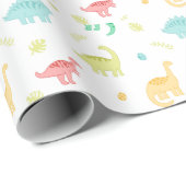 Niedlich Pastel Dino Geburtstag Geschenkpapier (Rolleneckpunkt)