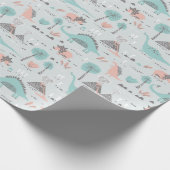 Niedlich Pastel Dinosaur Muster Geschenkpapier (Ecke)