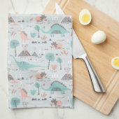 Niedlich Pastel Dinosaur Muster Geschirrtuch (Viertel Falte)