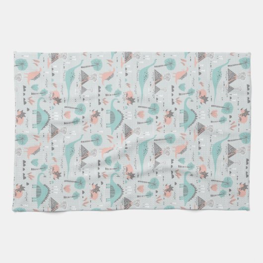Niedlich Pastel Dinosaur Muster Geschirrtuch (Horizontal)