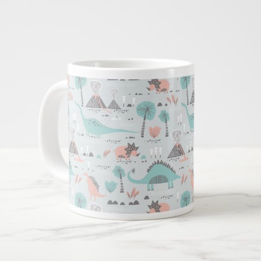 Niedlich Pastel Dinosaur Muster Jumbo-Tasse (Vorderseite Links)