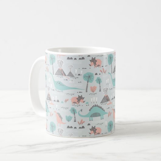Niedlich Pastel Dinosaur Muster Kaffeetasse (Vorderseite Links)