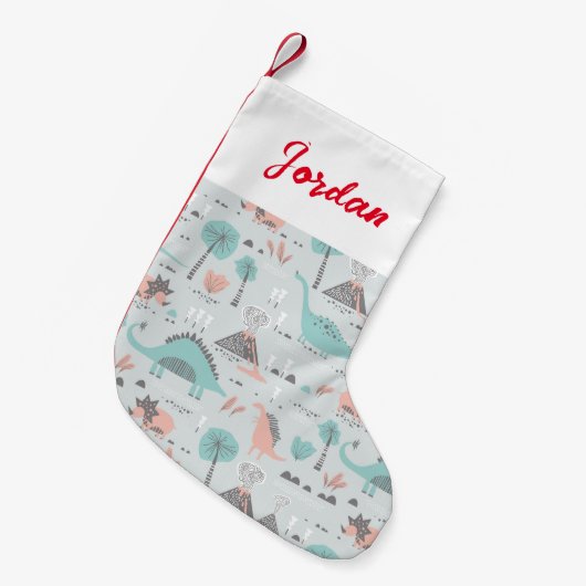 Niedlich Pastel Dinosaur Muster Kleiner Weihnachtsstrumpf (Vorderansicht (hängend))